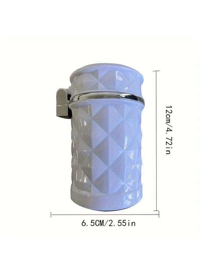 White Car Ashtray With LED Light Rhinestone Smokeless Smoke Cup Holder Storage Auto Accessories - Image 2